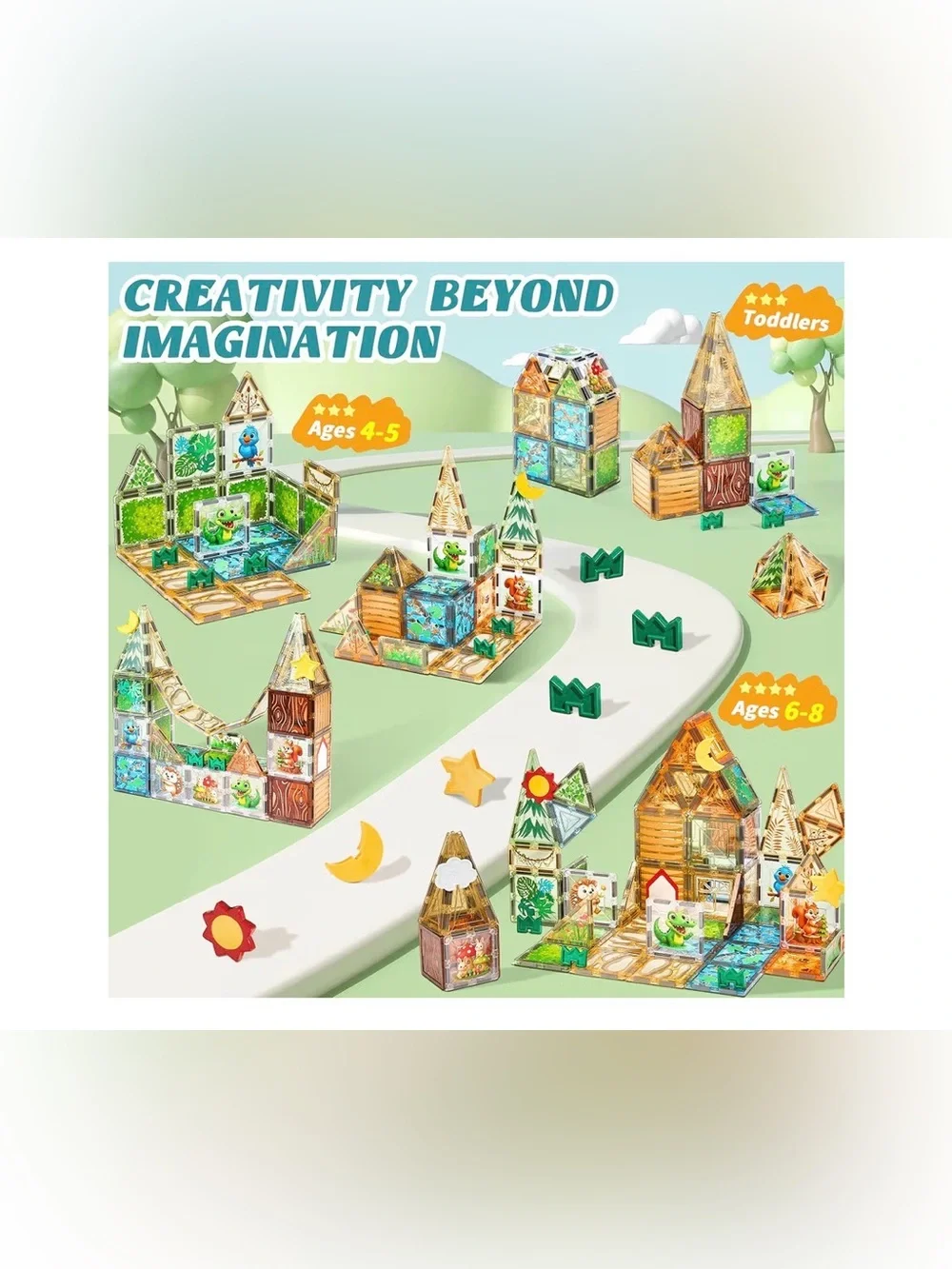 Magnetic Building Tiles Playset for Kids